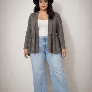 Knox Rose Textured Gray Cardigan sz M